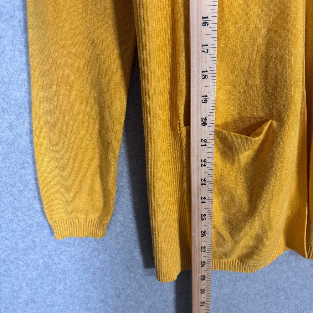 Verve Ami Cardigan‎ Sweater Small Mustard Open Pockets Lounge Comfy Soft Thin